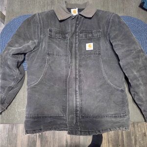 Vintage Carhartt Duck Canvas Quilted Lined Work Jacket Men’s Large Distressed